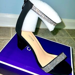 Top Moda black heels with silver detailing